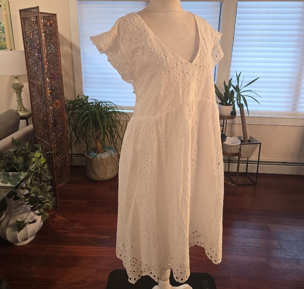 Amaryllis x Dani Austin White Cotton Eyelet Keyhole Balletcore Fairy Dress 1X - Picture 4 of 15